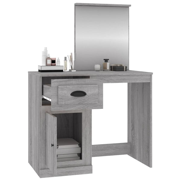 Schminktisch mit Spiegel Grau Sonoma 90 cm