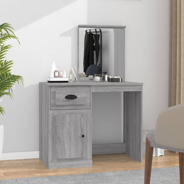 Schminktisch mit Spiegel Grau Sonoma 90 cm