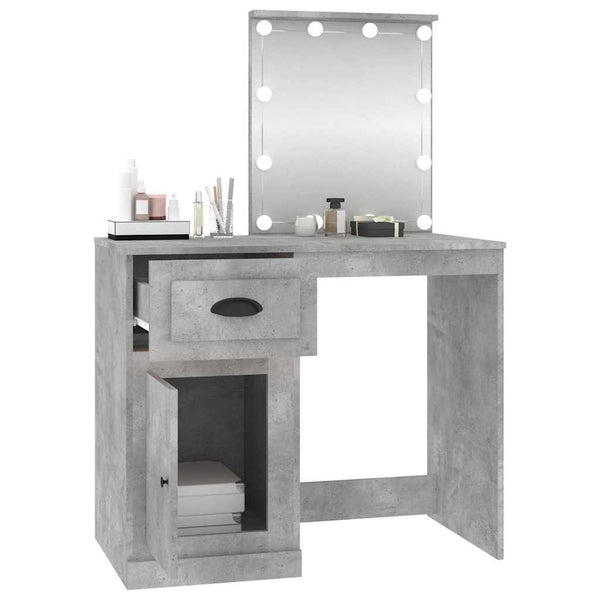 Schminktisch mit LEDs Betongrau 90 cm
