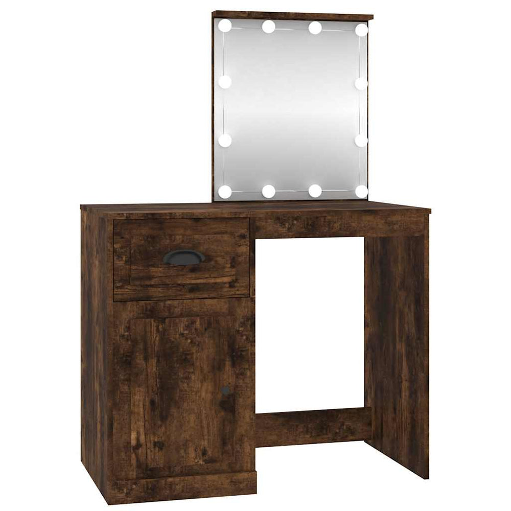 Schminktisch mit LEDs Räuchereiche 90 cm