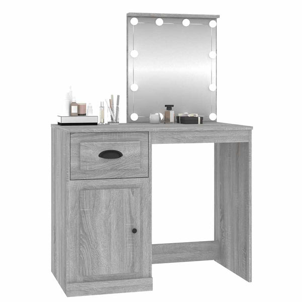 Schminktisch mit LEDs Grau Sonoma 90 cm
