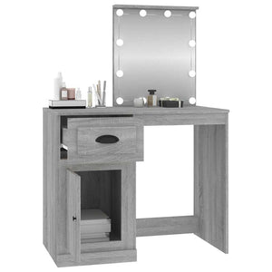 Schminktisch mit LEDs Grau Sonoma 90 cm