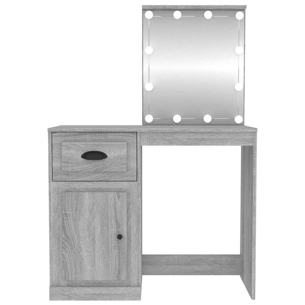Schminktisch mit LEDs Grau Sonoma 90 cm