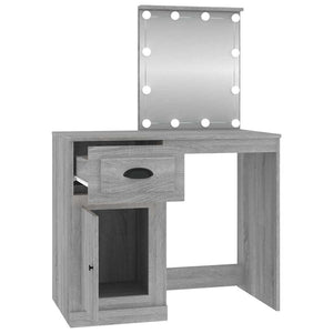 Schminktisch mit LEDs Grau Sonoma 90 cm