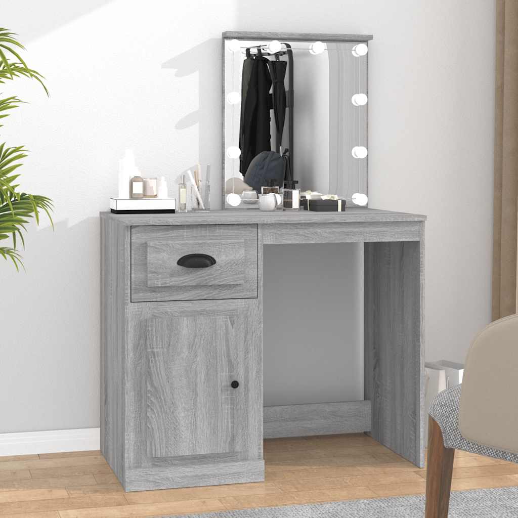 Schminktisch mit LEDs Grau Sonoma 90 cm