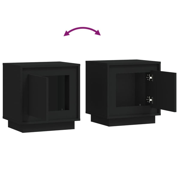 Nachttische 2er Set, Schwarz, 44x35x45 cm