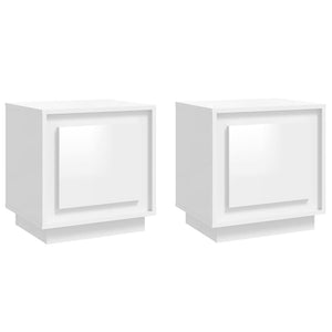 Nachttische Weiß Hochglanz, 2er Set