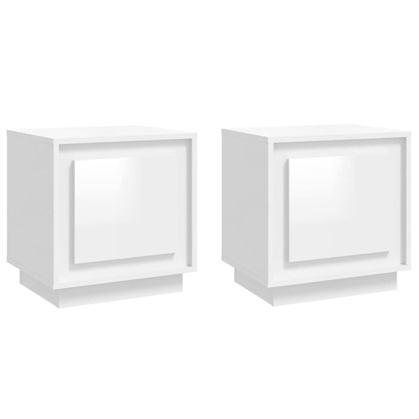 Nachttische Weiß Hochglanz, 2er Set