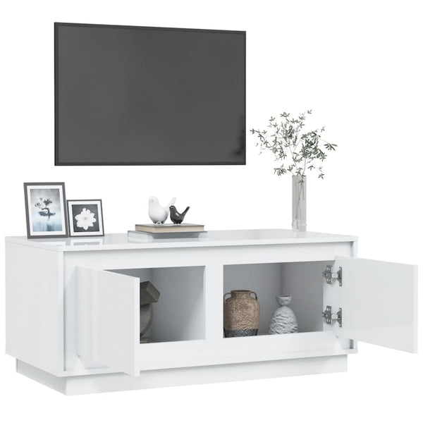 Hochglanz Couchtisch Weiß 102x50 cm