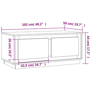 Hochglanz Couchtisch Weiß 102x50 cm