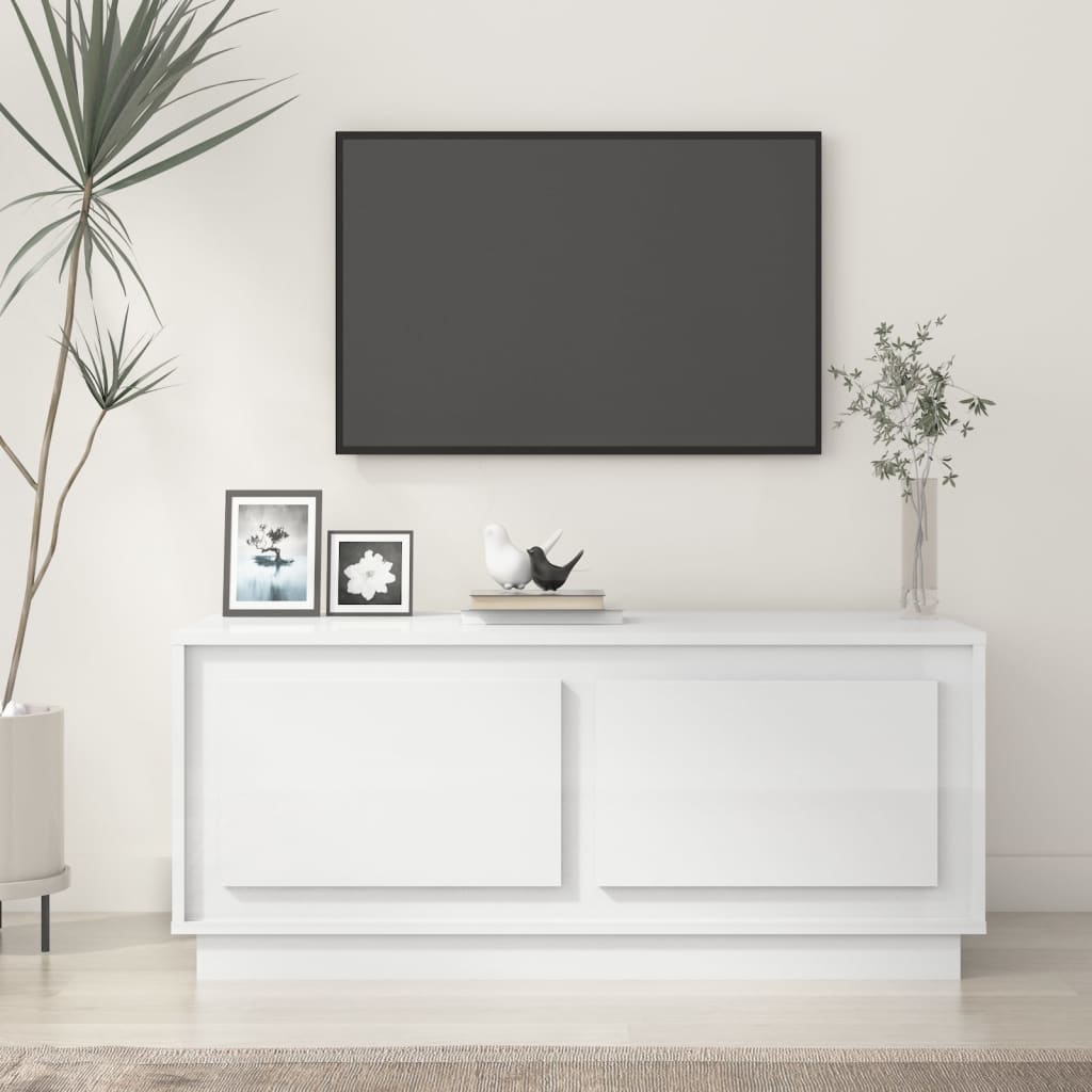 Hochglanz Couchtisch Weiß 102x50 cm