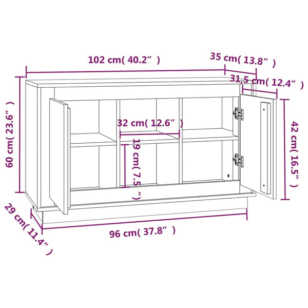 Sideboard Räuchereiche 102x35x60 cm