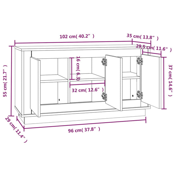 Weißes Sideboard 102 cm Holzwerkstoff