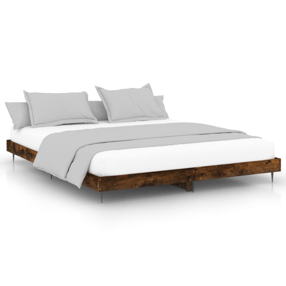 vidaXL Cadre de lit sans matelas chêne fumé 200x200 cm bois d'ingénierie