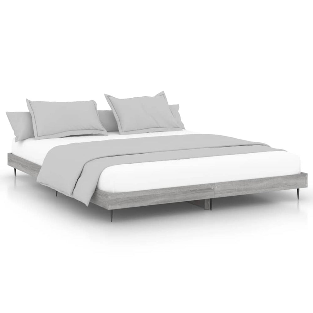 Bettgestell 200x200 cm Grau Sonoma