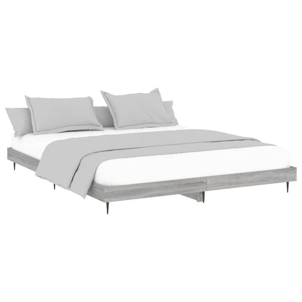 Bettgestell 200x200 cm Grau Sonoma