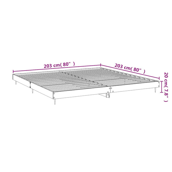 Bettgestell 200x200 cm Grau Sonoma