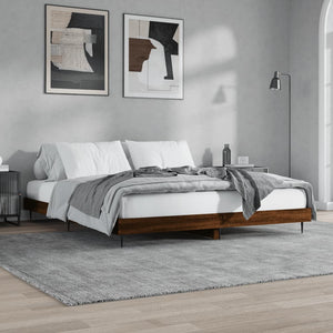 Bettgestell 200x200 cm Braun Eichen-Optik