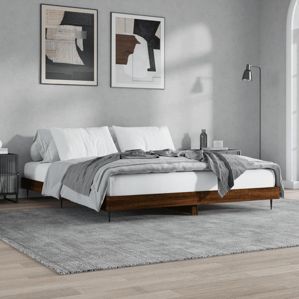 Bettgestell 200x200 cm Braun Eichen-Optik