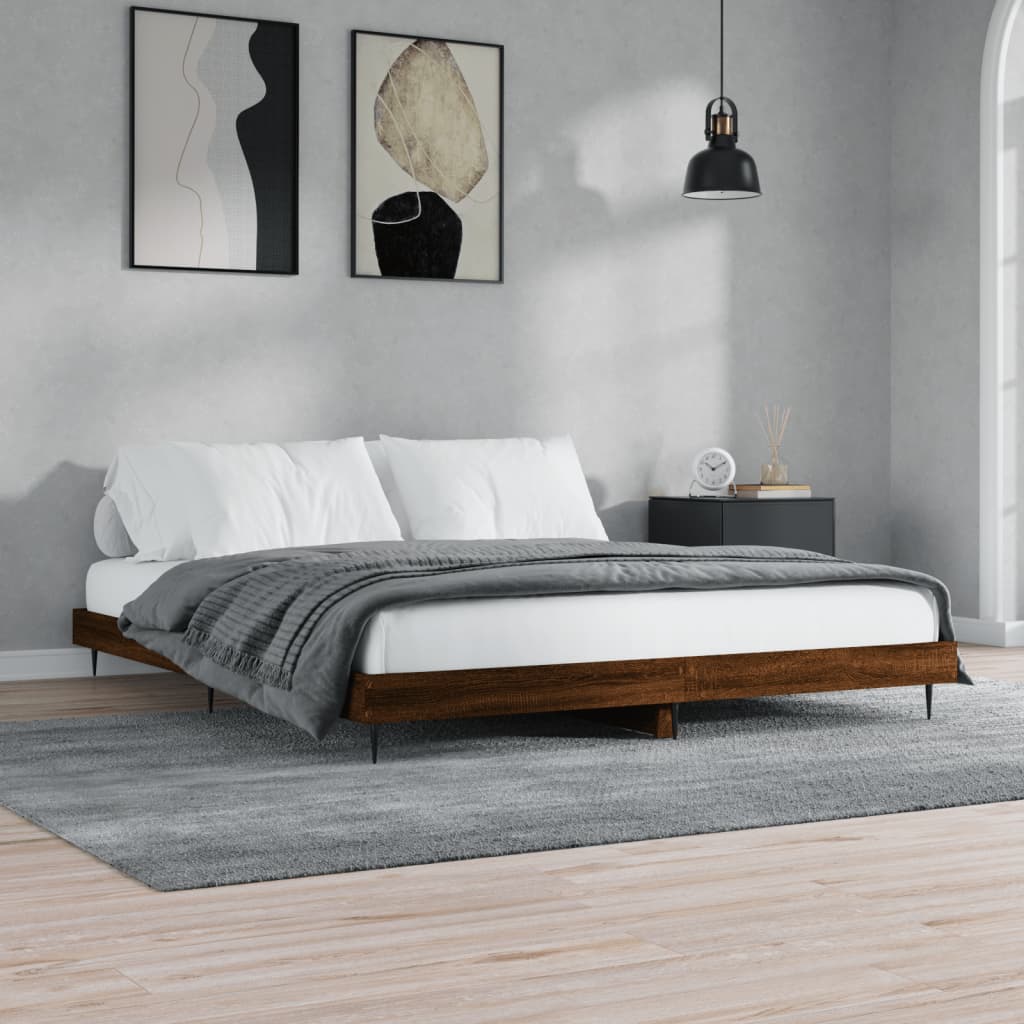 Bettgestell 200x200 cm Braun Eichen-Optik