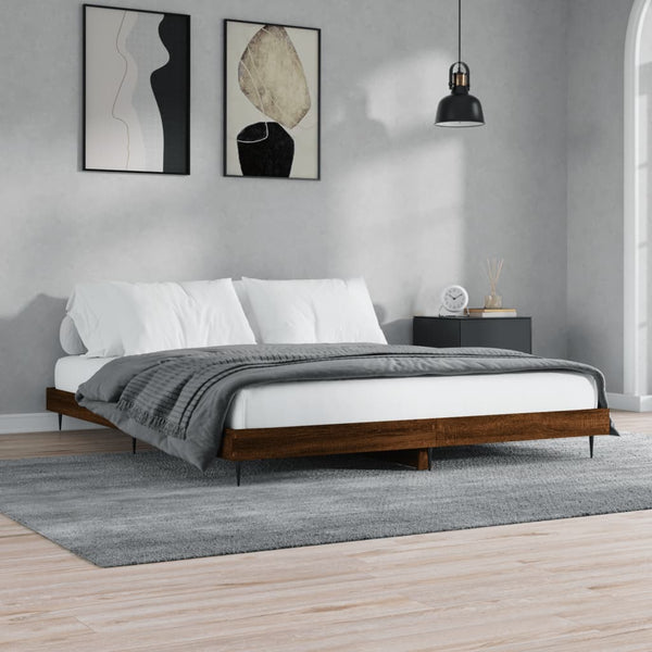 Bettgestell 200x200 cm Braun Eichen-Optik