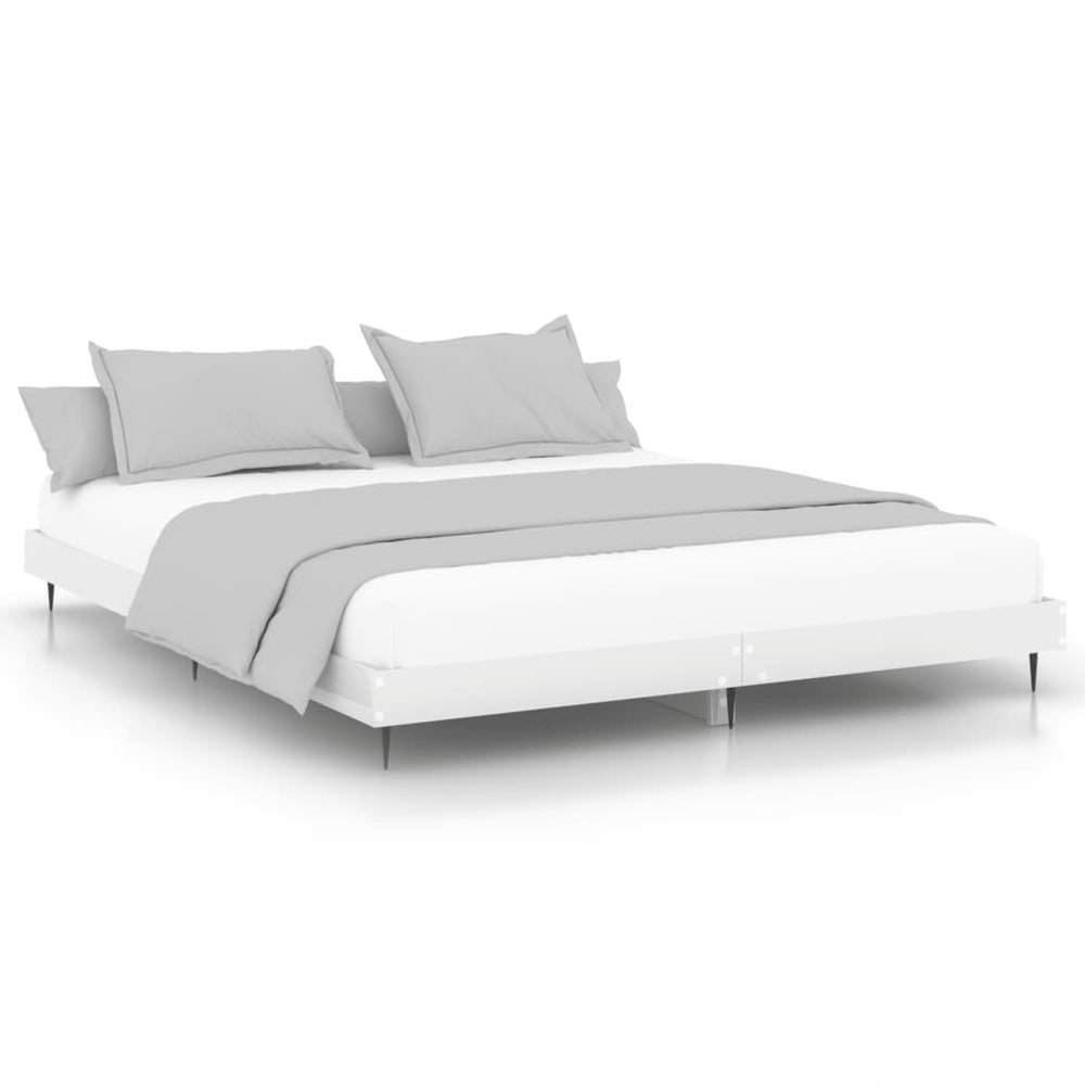 vidaXL Cadre de lit blanc brillant 180x200 cm Aggloméré