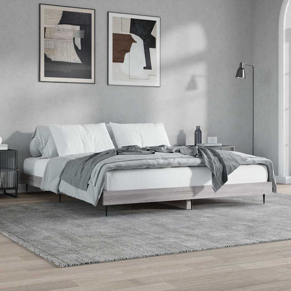 Bettgestell 120x200 cm Grau Sonoma Holz