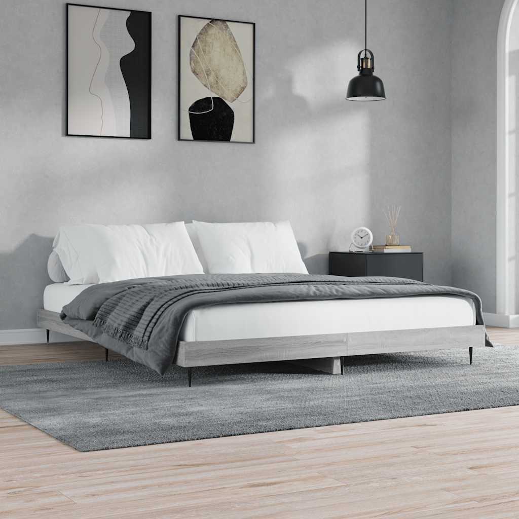 Bettgestell 120x200 cm Grau Sonoma Holz