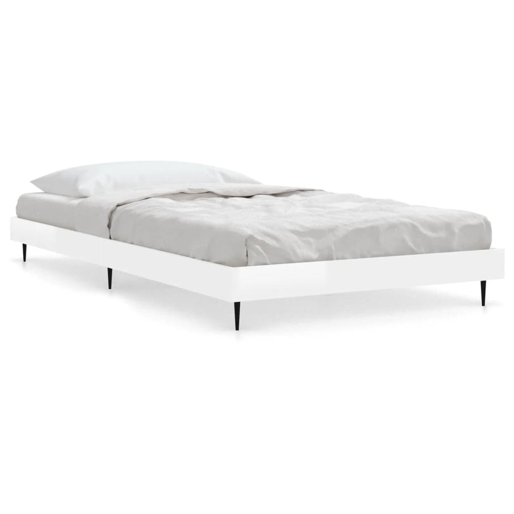 vidaXL Cadre de lit blanc brillant 90x200 cm en bois d'ingénierie