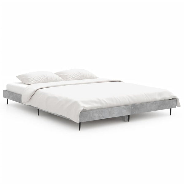 vidaXL Cadre de lit gris béton 135x190 cm en bois d'ingénierie