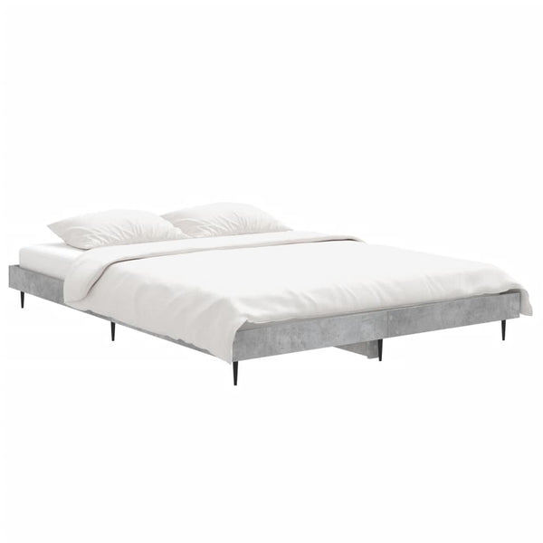 vidaXL Cadre de lit gris béton 135x190 cm en bois d'ingénierie