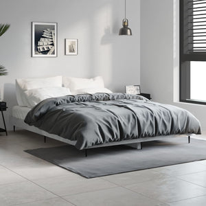vidaXL Cadre de lit gris béton 135x190 cm en bois d'ingénierie