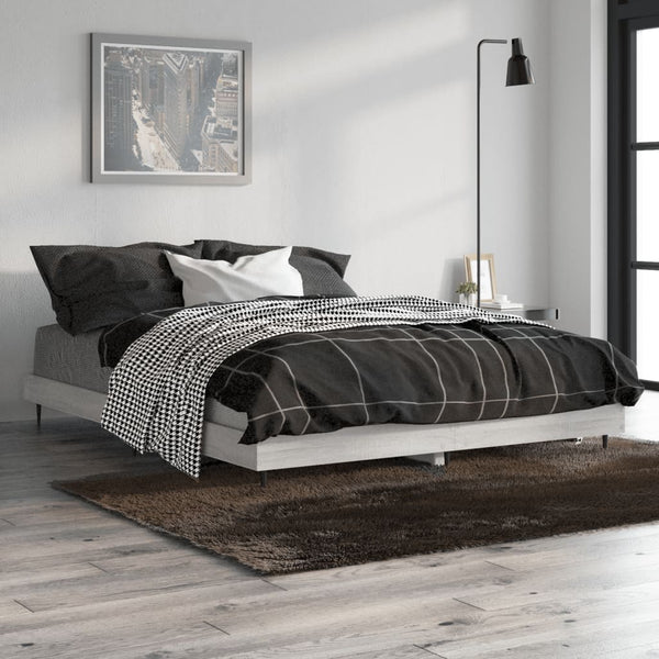 Bettgestell 135x190 cm Grau Sonoma Holz