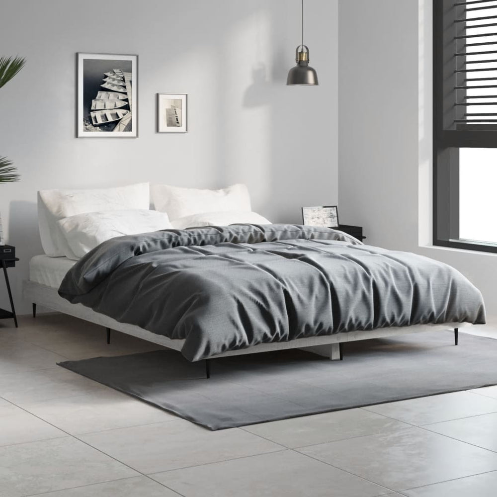 Bettgestell 135x190 cm Grau Sonoma Holz