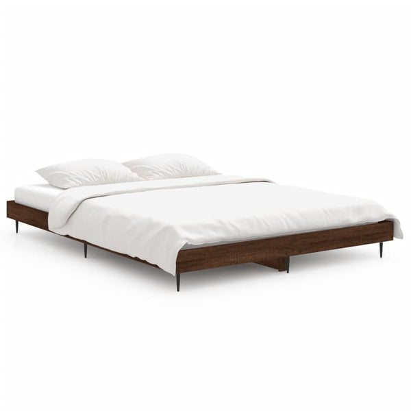 vidaXL Cadre de lit aspect chêne marron 135x190 cm Aggloméré