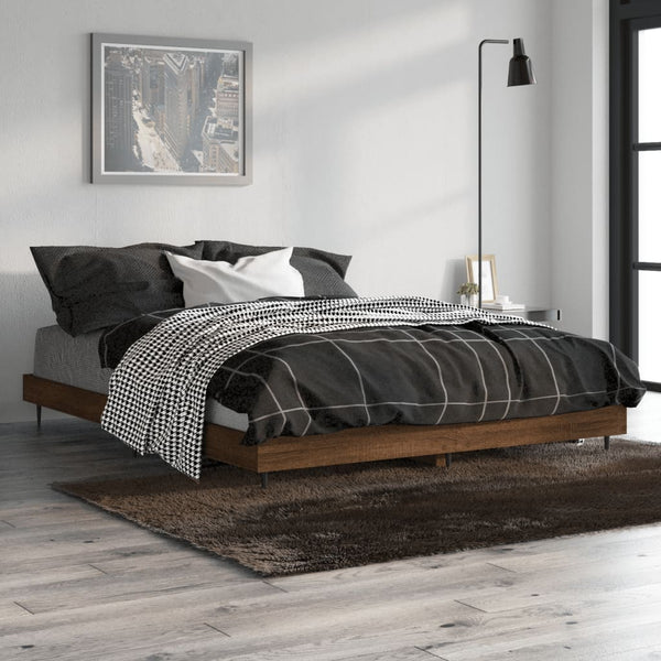 vidaXL Cadre de lit aspect chêne marron 135x190 cm Aggloméré