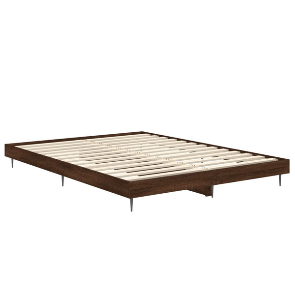 vidaXL Cadre de lit aspect chêne marron 135x190 cm Aggloméré