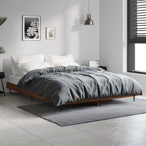 vidaXL Cadre de lit aspect chêne marron 135x190 cm Aggloméré