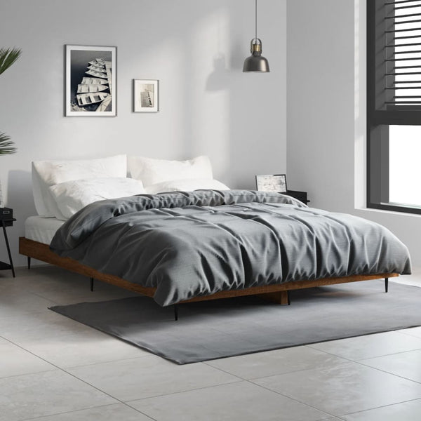 vidaXL Cadre de lit aspect chêne marron 135x190 cm Aggloméré