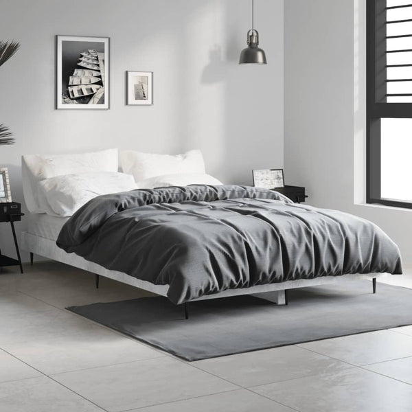 vidaXL Cadre de lit Gris béton 120x190 cm Bois d'ingénierie