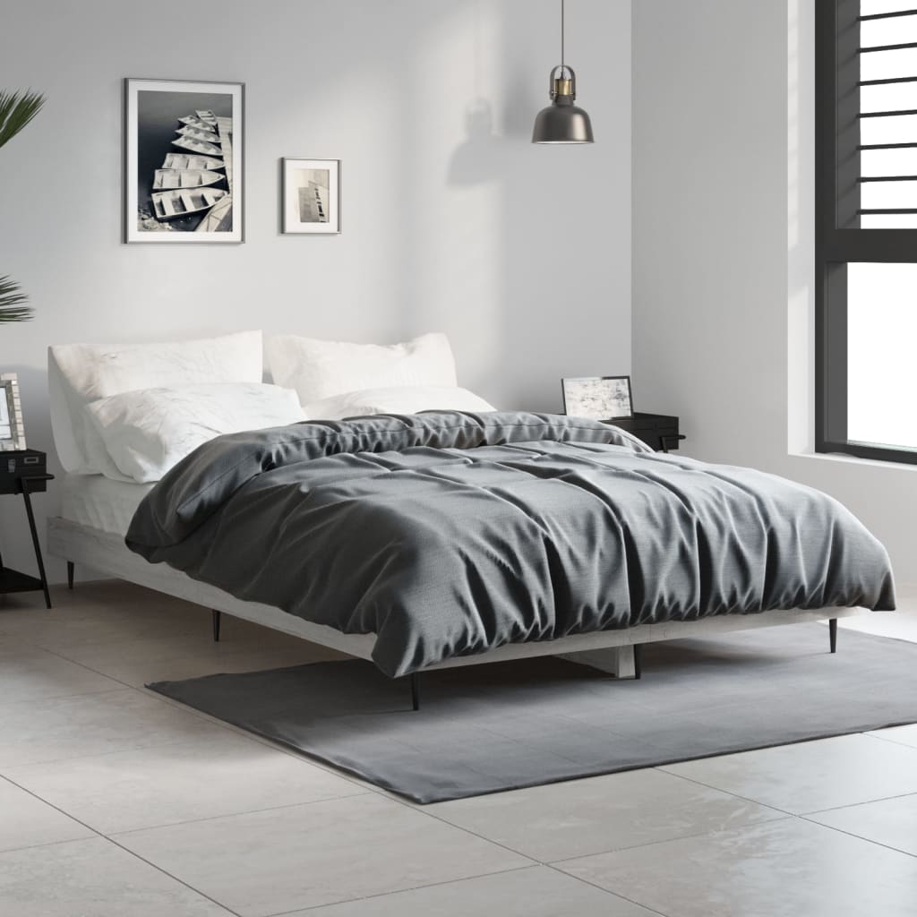 vidaXL Cadre de lit Gris Sonoma 120x190 cm Aggloméré