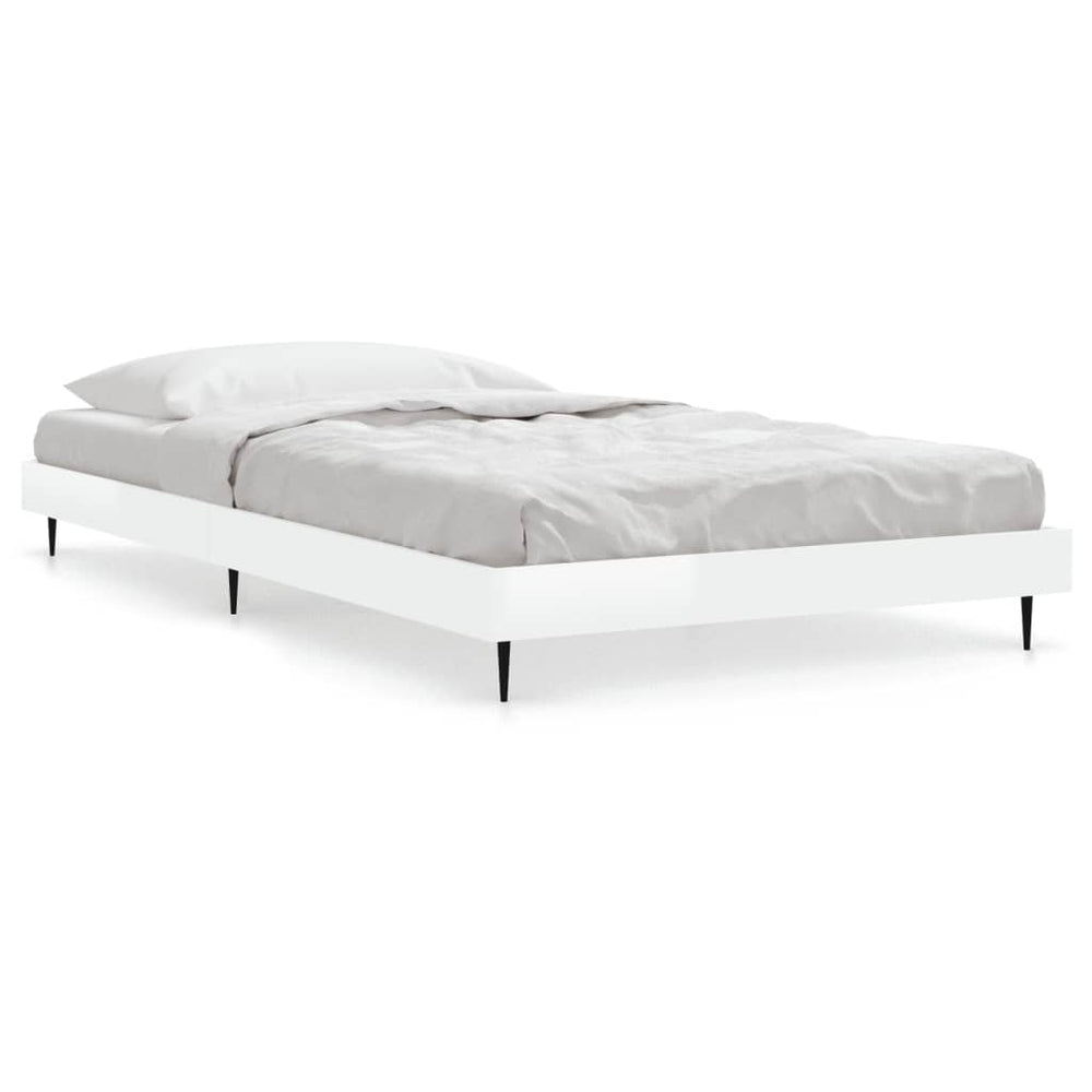vidaXL Cadre de lit blanc brillant 90x190 cm en bois d'ingénierie