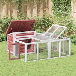 Kaninchenstall Mokka 144x123x67,5 cm Massivholz Kiefer