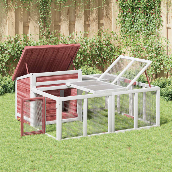 Kaninchenstall Mokka 144x123x67,5 cm Massivholz Kiefer
