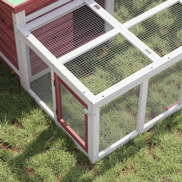 Kaninchenstall Mokka 144x123x67,5 cm Massivholz Kiefer