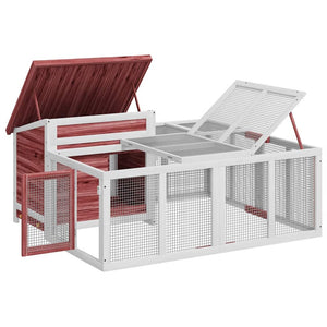 Kaninchenstall Mokka 144x123x67,5 cm Massivholz Kiefer