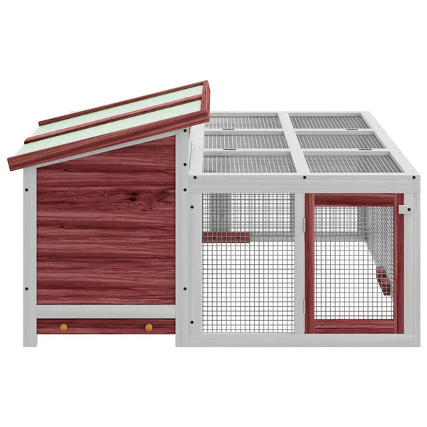 Kaninchenstall Mokka 144x123x67,5 cm Massivholz Kiefer