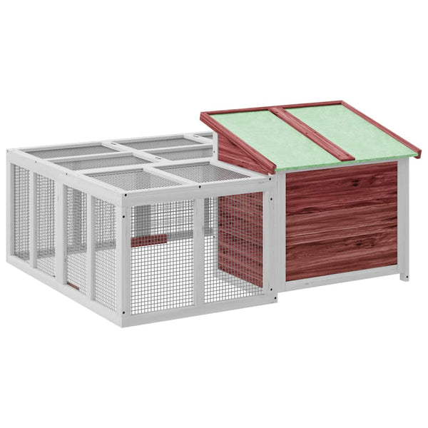 Kaninchenstall Mokka 144x123x67,5 cm Massivholz Kiefer