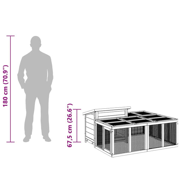 Kaninchenstall Mokka 144x123x67,5 cm Massivholz Kiefer
