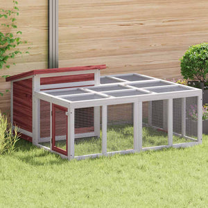 Kaninchenstall Mokka 144x123x67,5 cm Massivholz Kiefer